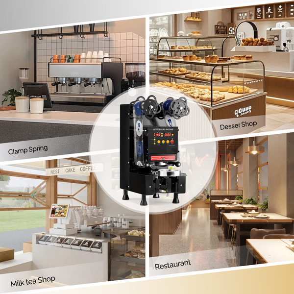 Cup Sealing Machine, Full Automatic Cup Sealer Machine 88/89/90/95mm, Electric Boba Cup Sealing Machine 500-600 Cups/H with LCD Control Panel for Bubble Milk Tea -2