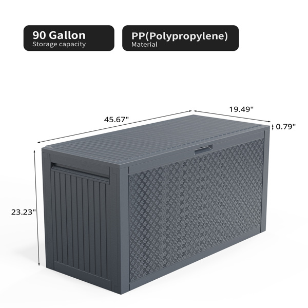 90gal  Outdoor Garden Plastic Storage Deck Box Chest Tools Cushions Toys Lockable Seat-4