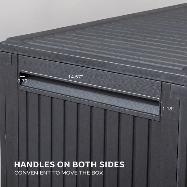 90gal  Outdoor Garden Plastic Storage Deck Box Chest Tools Cushions Toys Lockable Seat-6