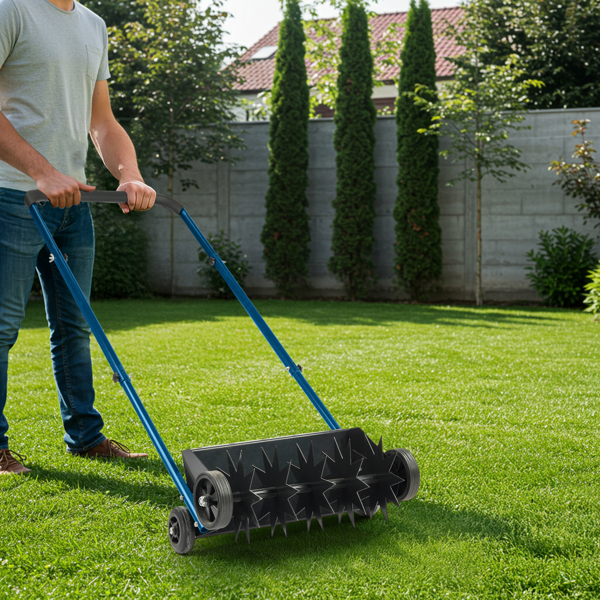 19in Push Spike Aerator, Heavy Duty Rolling Lawn Aerator, Rotary Spike Lawn Aerator, Manual Aeration Equipment with U-shaped Handle, for Lawn Garden Yard Grass Aeration-10