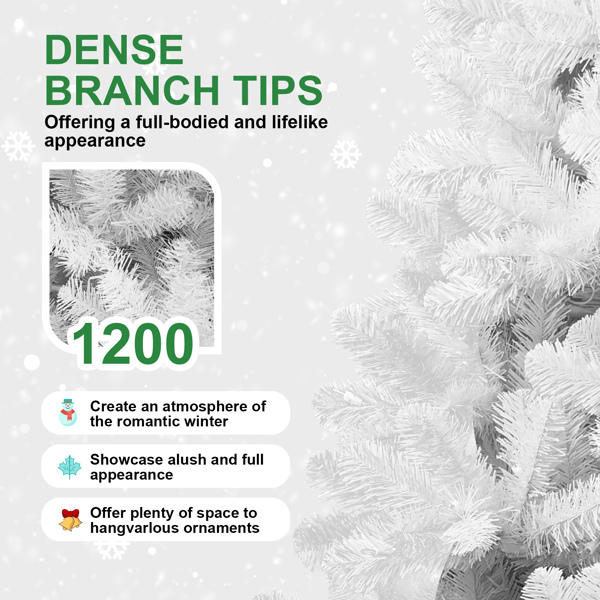 Artificial 6ft White Christmas Tree with 760PVC Mixed Branch Tips,Green,Hinged Premium & Foldable Base for Indoor Holiday Decorating-3