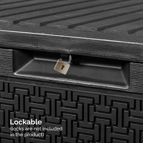 90gal  Outdoor Garden Plastic Storage Deck Box Chest Tools Cushions Toys Lockable Seat-7