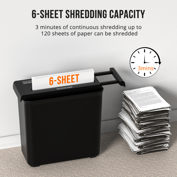 Small Paper Shredder for Home, 6 Sheet Strip Cut Paper Shredder Without Basket,Portable Shredder Extendable Arm Design with Overheat Protection for Home Office-5