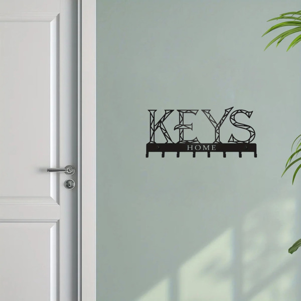 1pc Metal Wall - Mounted Key Holder Hook: A Stylish Decorative Wall Decoration. The Punching/Adhesive Installation Storage Solution Ensures Easy and Neat Key Organization.Wall Sculptures.-28