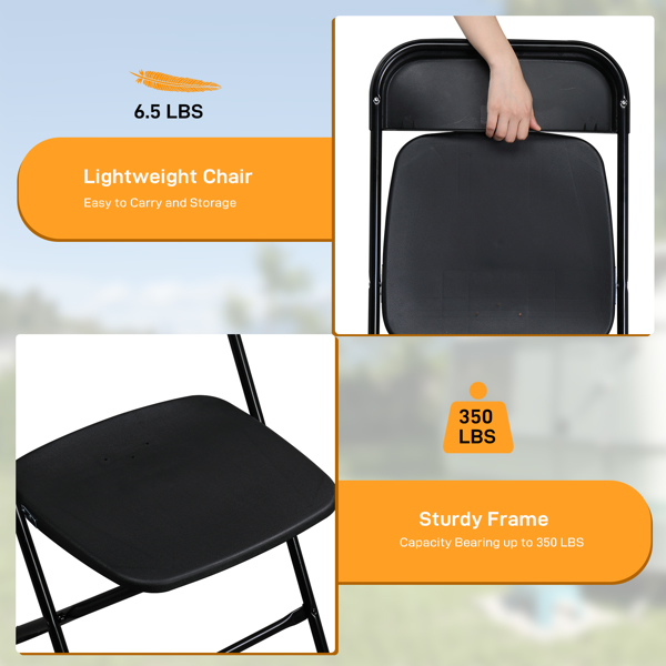 【Replace 8542051】4pcs Injection Molding Classic Garden Plastic Folding Chair Black-11