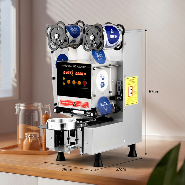 Cup Sealing Machine, Fully Automatic Cup Sealer Machine 500-650 Cups/H, Electric Cup Sealing Machine 88/89/90/95mm with LCD Digital Control, Cup Sealer for Bubble Milk Tea Coffee,Silver -3