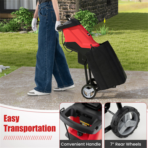 ﻿  15 Amp Electric Wood Chipper - 4000 RPM, 1.77" Max Diameter, 15:1 Reduction Rate with 12-Gallon Collection Bag, Red-8