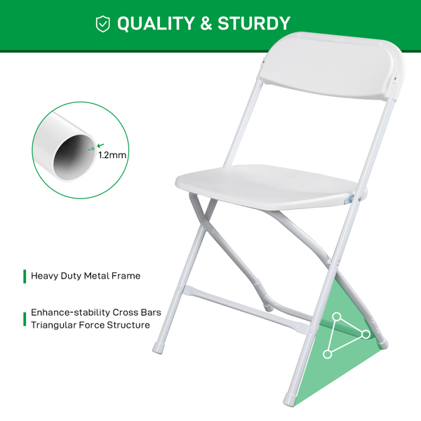 【Replace 10995986】10pcs Injection Molding Classic Garden Plastic Folding Chair White-13