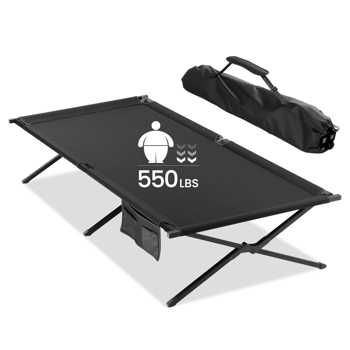 Extra Wide Camping Cot for Adults XXL Sleeping Cots Oversized Folding Cot Bed with Carry Bag, 82.7" L x 35.4" W, Support to 550 lbs