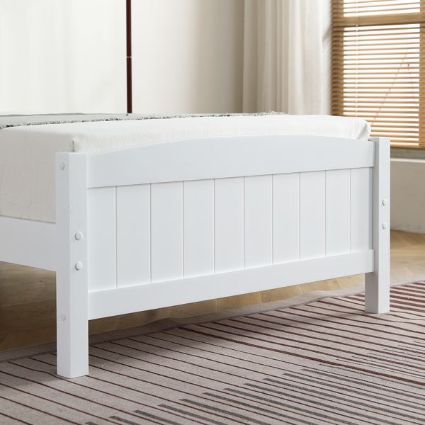 FCH Twin Pine Single-Layer Core Vertical Stripe Full-Board Curved Bed Head With The Same Bed Foot White Wooden Bed-27