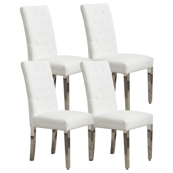Set of 2 Modern Dining Chairs with Plush Velvet Upholstery, Sturdy Stainless Steel Legs & S-Shaped Springs - Ergonomic Support for Dining Room, Kitchen, Office (Beige) -2