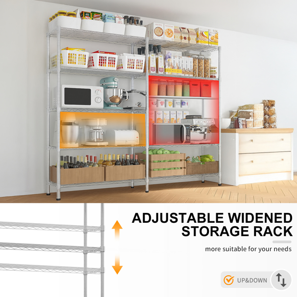 58''W  Adjustable  Storage Shelves 1200LBS  NSF  Wire Shelving Unit 4 Tier Metal Shelving for Storage Rack Shelves for Storage Heavy Duty Garage Shelf Pantry Shelves Kitchen Shelving,  58''W*59.06''H*-3