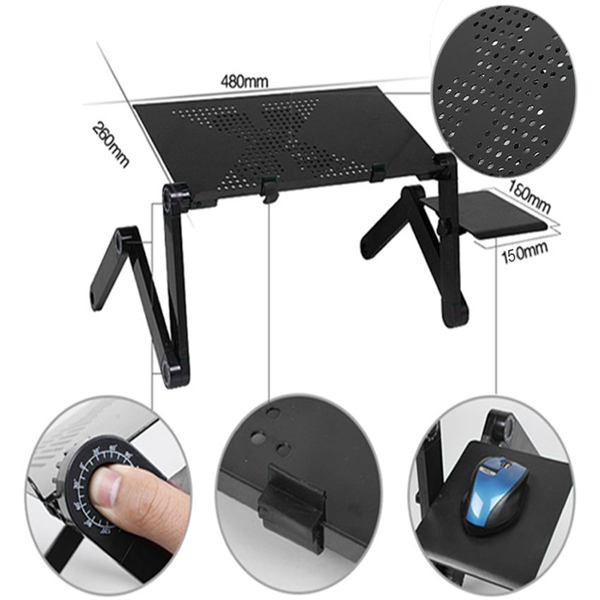 48 x 26cm Portable Home Use Assembled Folding Table Black-15