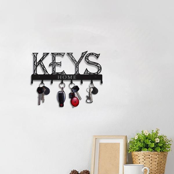 1pc Metal Wall - Mounted Key Holder Hook: A Stylish Decorative Wall Decoration. The Punching/Adhesive Installation Storage Solution Ensures Easy and Neat Key Organization.Wall Sculptures.-13