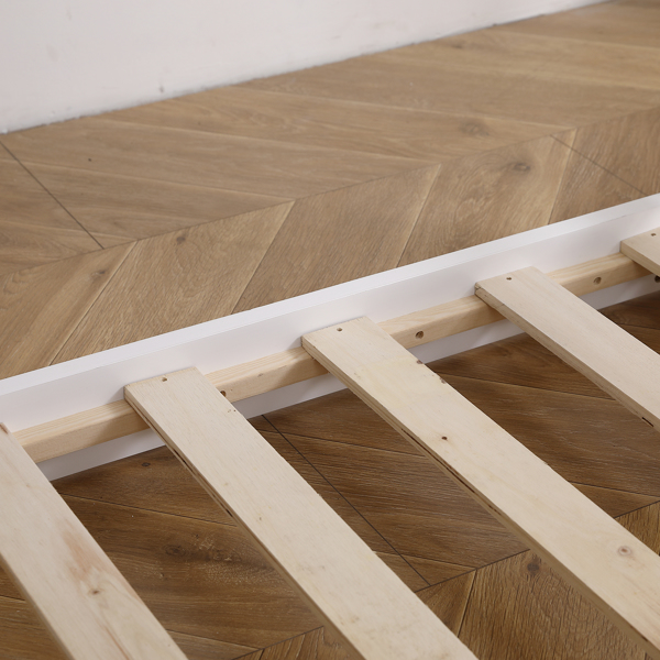 FCH Short-Legged Double-Layer Head And Tail Cross Brace Guardrail Straight Ladder Twin Pine Can Be Split Into a Single-Layer Bed Wooden Bed White-17