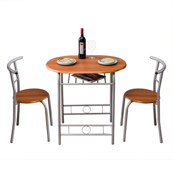 【Replace 35204938】Brown Wood Grain PVC Breakfast Table (One Table and Two Chairs)