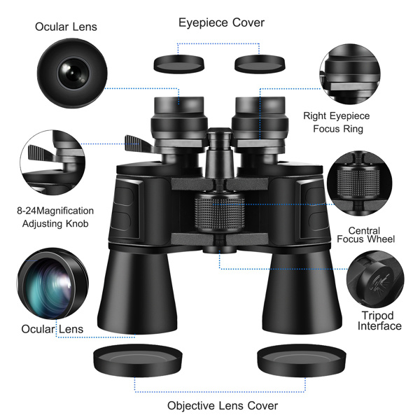 8-24x Binoculars with 50mm Objective Lens, Multi-Layer Coated Aspherical Lenses, High-Grade BAK-4 Prisms, Compact & Portable for Bird Watching, Outdoor, Sports, Concerts, Stargazing-10