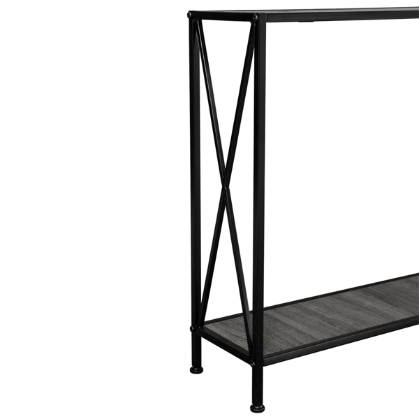 Artisasset Grey MDF Countertop Black Wrought Iron Base 2 Layers Forked Console Table-9