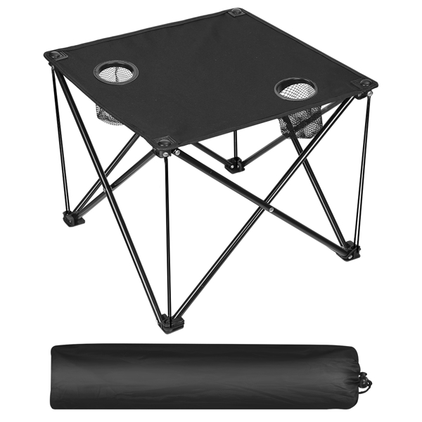 Compact Foldable Outdoor Side Table – No-Tool Setup, Water-Resistant 600D Fabric, Steel X Holds 44 lbs, Includes Carry Bag & Drink Holders, Perfect for Camping, BBQ, Fishing, Backyard-6