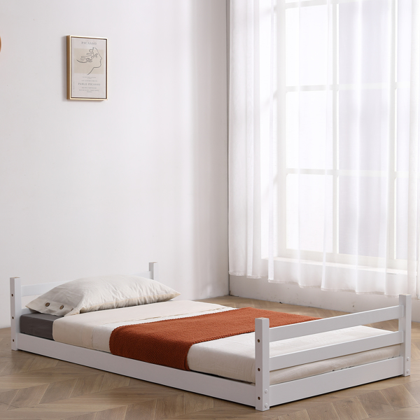 FCH Short-Legged Double-Layer Head And Tail Cross Brace Guardrail Straight Ladder Twin Pine Can Be Split Into a Single-Layer Bed Wooden Bed White-47