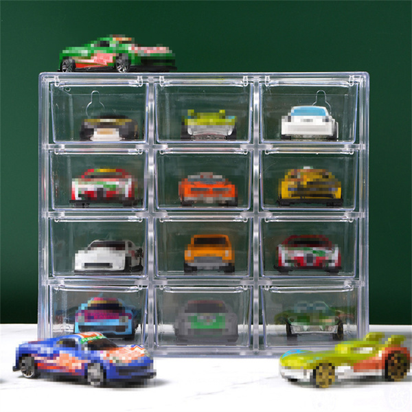 Clear Acrylic Display Case Storage Box Hold 12 Toy Cars For 1/64 Scale Model Car-11