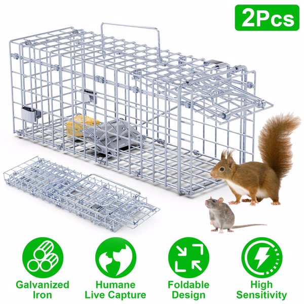 2-Pack Humane Mouse Traps – Instant-Lock One-Way Door, 2 mm Galvanized Metal, Safe for Kids & Pets, Indoor/Outdoor Reusable Catcher, Easy-Set & Release-1