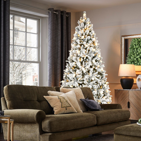 Artificial 8ft Flock Christmas Tree with 1793PE/PVC Mixed Branch Tips,Hinged Premium & Foldable Base for Indoor Holiday Decorating-8
