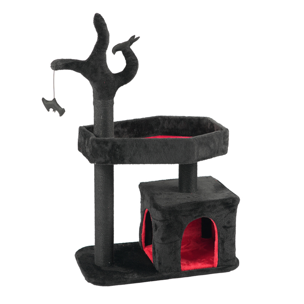 44.5" Heavy Duty Gothic Cat Tree Large Cat Tower Cat Tree for Indoor Cats Spacious Cat Condo Coffin for Large Cats Scratching Posts Hanging Ball Pet Activities Platform Cat Furniture-3