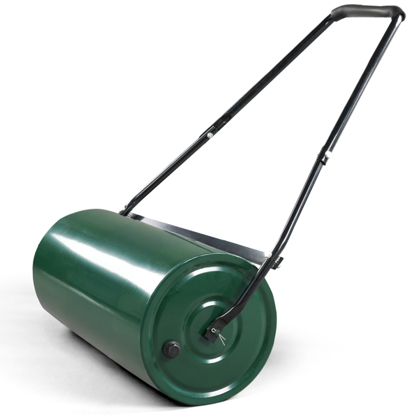24in Heavy Duty Steel Lawn Roller, Garden Roller Can Be Filled with Water or Sand, Hand Roller with U-shaped Handle, Green & Black-1