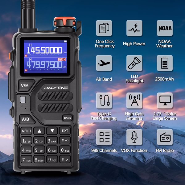 BAOFENG Radio Walkie Talkies K5PLUS Ham Radio Long Range Handheld Rechargeable Two Way Radio 10W(Upgrade of UV-5R) with NOAA, 999 Channels, Copy Frequency, USB-C Charginng, Emergency Radios Audio prod-11
