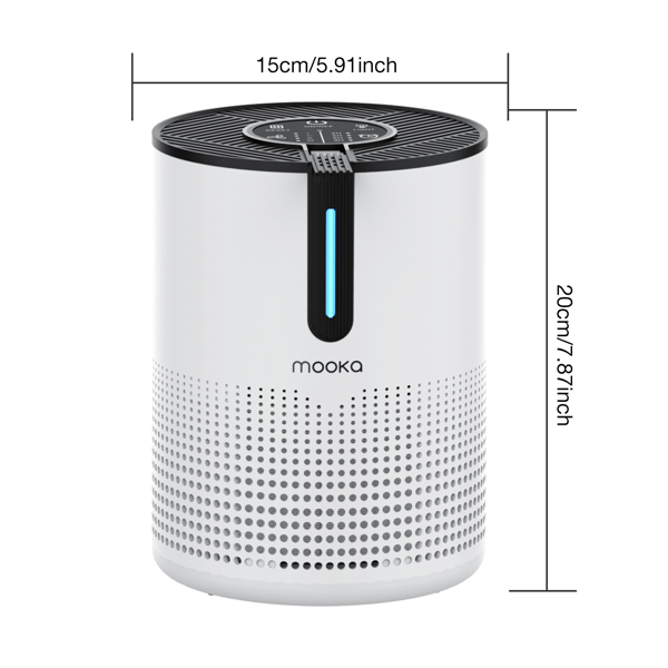 （Amazon&TEMU: Prohibited,No weekend orders.）MOOKA 475Sq.ft Air Purifier Cleaner HEPA Filter Remove Odor Dust Mold Home Allergies Smog-3