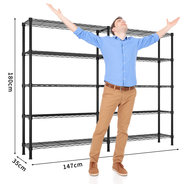 58''W  Adjustable  Storage Shelves 1500LBS  NSF  Wire Shelving Unit 5 Tier Metal Shelving for Storage Rack Shelves for Storage Heavy Duty Garage Shelf Pantry Shelves Kitchen Shelving,  58''W*71''H*-8