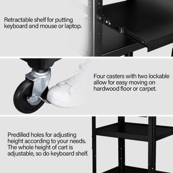 Cart Rolling Storage Stand with Keyboard Shelf-4
