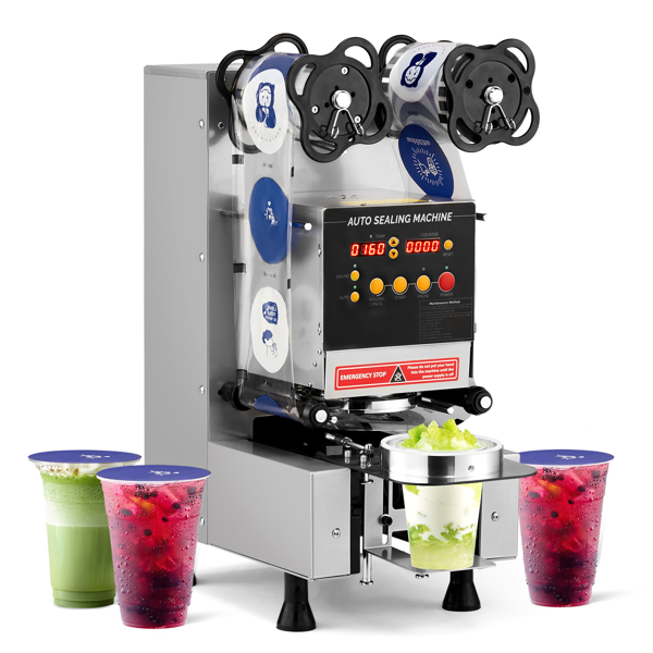 Cup Sealing Machine, Fully Automatic Cup Sealer Machine 500-650 Cups/H, Electric Cup Sealing Machine 88/89/90/95mm with LCD Digital Control, Cup Sealer for Bubble Milk Tea Coffee,Silver -1