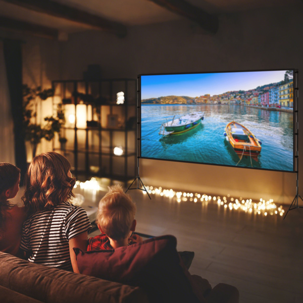 120" Portable Projector Screen with Stand, Foldable & Anti-Crease, HD 4K Movie Screen for Outdoor/Indoor Use, Home Theater, Parties & Business Presentations - Includes Carry Bag-5
