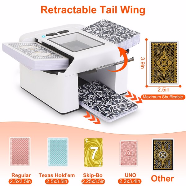 Automatic Card Shuffler Electric 2-Deck – One-Press 2-Second Shuffle, Clear View Window, Quiet 70 dB, 2 000 mAh Rechargeable, Works with Standard & Specialty Cards, Perfect for Family & Party Games-1