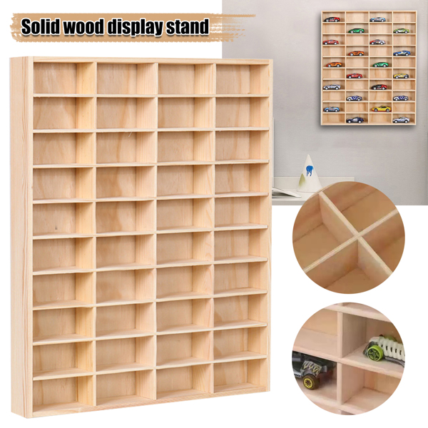 Wooden 1/64 Scale Toy Car Hot Diecast Wheels Matchbox Display Case Storage Gift-2