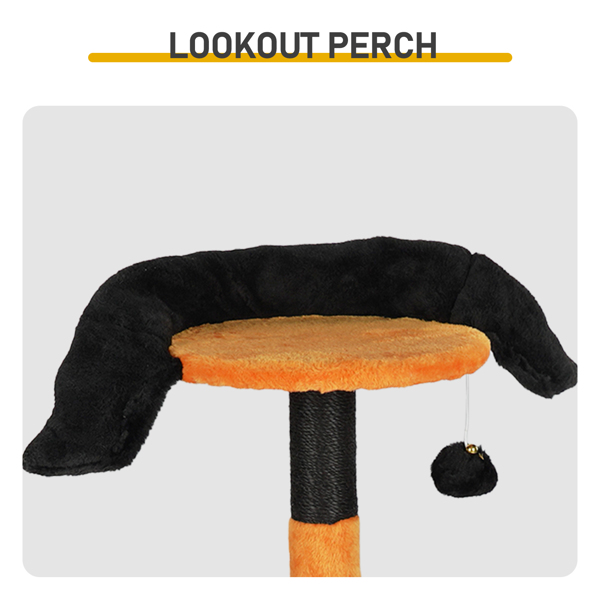 39.4" Halloween Cat Tree, Cat Tower Cat Tree for Indoor Cats with Spacious Cat Condo, Sisal Scratching Posts, Hanging Toys, Orange & Black-12