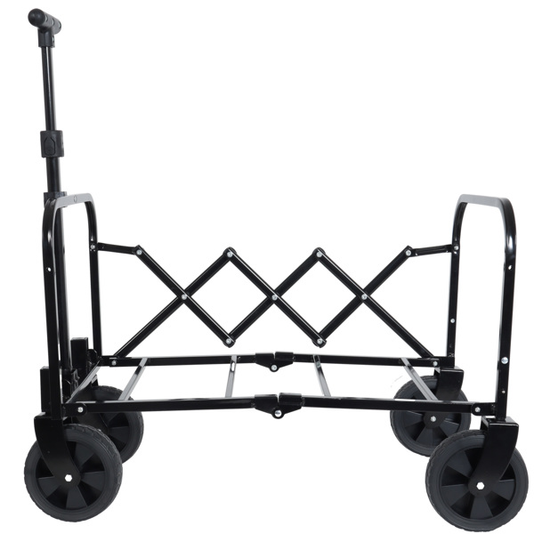 All-in-One Convertible Folding Camping Wagon Cart: Bench Seat, Storage Compartment & Included Dog Tether, Beige/Brown -16