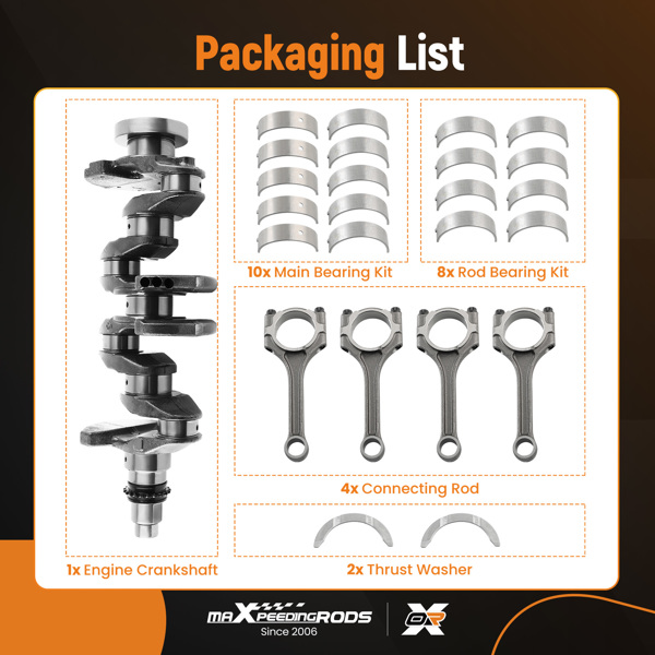 G4NA Engine Crankshaft Con Rods Bearing Kit fit for 2012-21 KIA Hyundai Elantra 2.0L-3