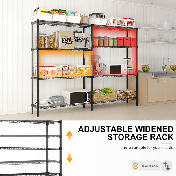 49.2''W  Adjustable  Storage Shelves   NSF  Wire Shelving Unit Multiple rows   Shelving for Storage Rack Shelves for Storage Heavy Duty Garage Shelf Pantry Shelves Kitchen Shelving,  49.2''W*70.86''H*-22