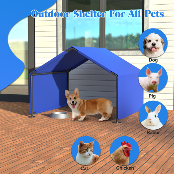 Dog Shade Shelter Outdoor Tent for Small Medium Dogs, Waterproof Sun Protection Pet House for Dogs, Small Animals and Livestock, Blue -8