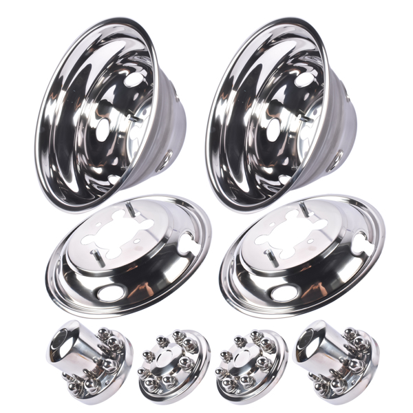 Stainless Steel Dual Wheel Simulator Covers Fit for 2003-2018 Replacement for Dodge Replacement for Ram 3500 17"-2