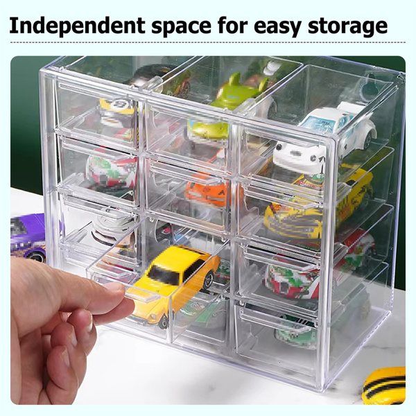Clear Acrylic Display Case Storage Box Hold 12 Toy Cars For 1/64 Scale Model Car-1