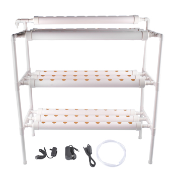Floor Standing Hydroponics Growing Planting System Kit, Soilless Cultivation PVC Pipes for Gardening and Planting (90 Seed Holes, White)