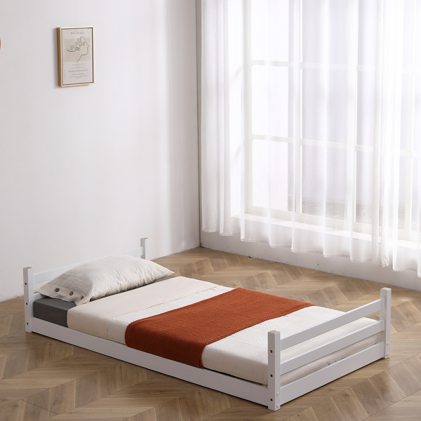 FCH Short-Legged Double-Layer Head And Tail Cross Brace Guardrail Straight Ladder Twin Pine Can Be Split Into a Single-Layer Bed Wooden Bed White-45