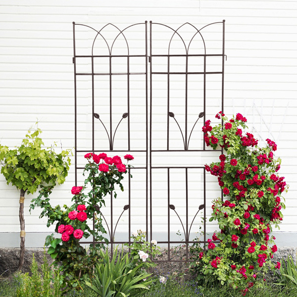 4 Pack Metal Garden Trellis 71" x 17.7" Rustproof Trellis for Climbing Plants Outdoor Flower Support Brown -12