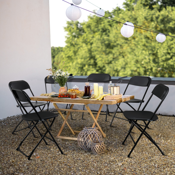 【Replace 8542051】4pcs Injection Molding Classic Garden Plastic Folding Chair Black-4