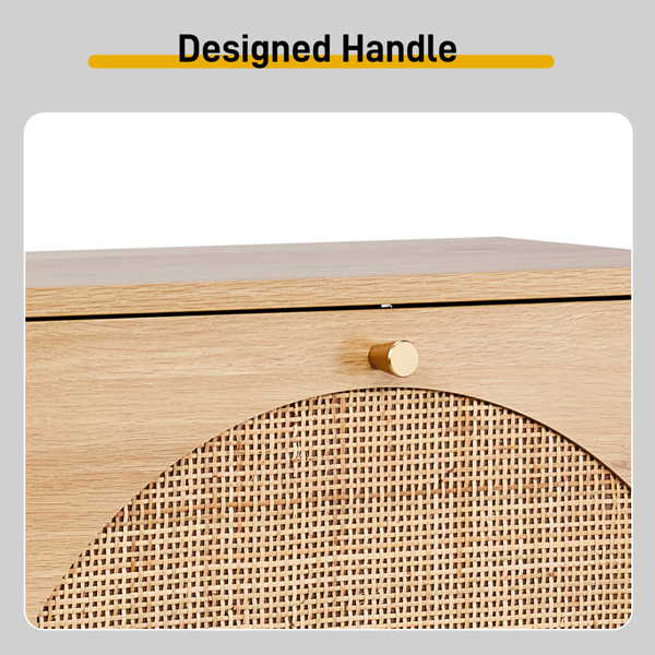 2 rows of 4 dump buckets with high feet arched rattan surface shoe cabinet density board with triamine 105*24*98cm original wood color-7