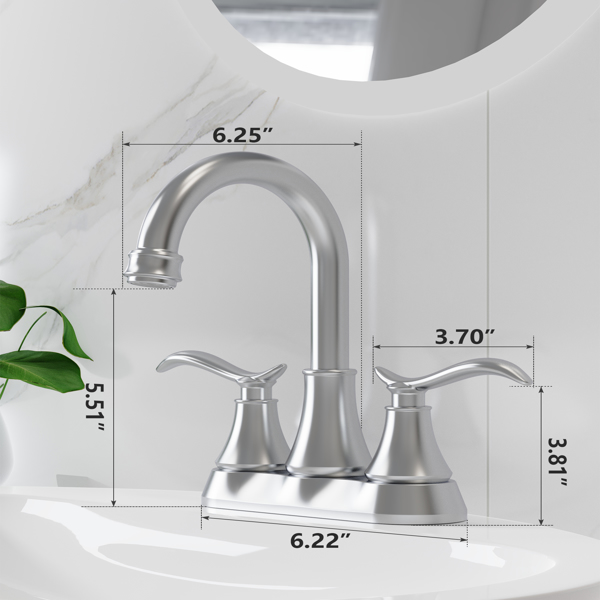 Bathroom Faucet Chrome with Pop-up Drain & Supply Hoses 2-Handle 360 Degree High Arc Swivel Spout Centerset[Unable to ship on weekends,usps/fedex]-5